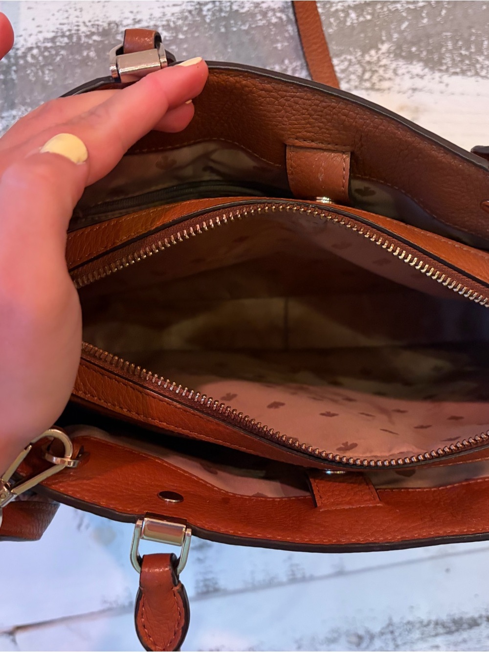 Kate Spade New York Cognac Pebbled Leather Satchel Crossbody Purse 👜 - Picture 13 of 14